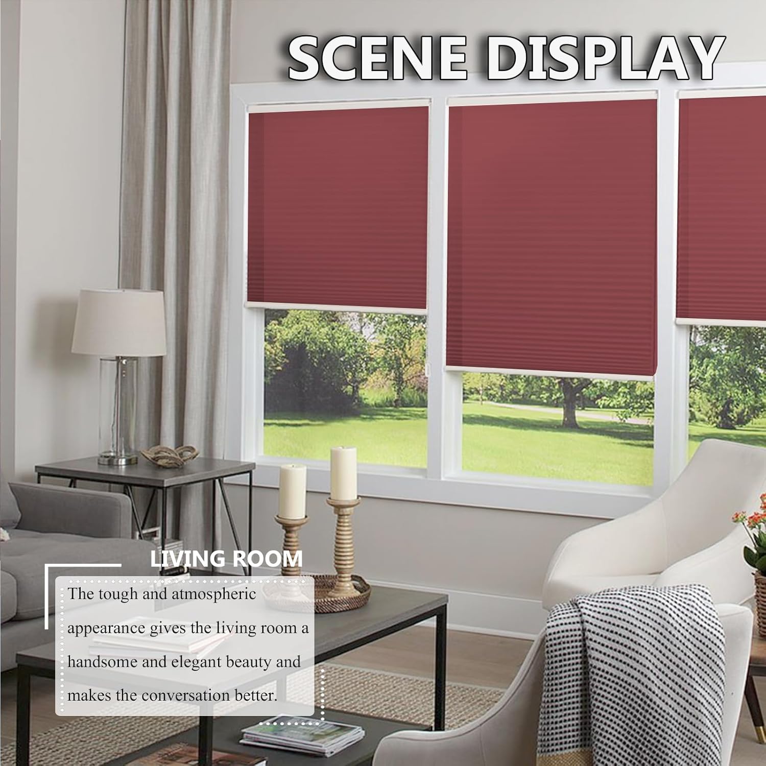 Window Blackout Blinds Room Darkening Shade Cellular Shades for Bedroom, Black Out 99% Light & UV, Thermal Insulated Honeycomb Blinds, Cordless and Easy to Pull Down & Up(Size:50"W*39"H,Color:E)