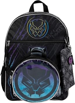BIOWORLD Unisex Black Panther 5-Piece Backpack Set Little Kid/Big Kid, Purple, One size