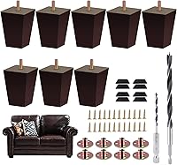 Vista 13 de Juego de 4 patas cuadradas para sofá, patas de repuesto de madera de 3 pulgadas para muebles, color marrón oscuro