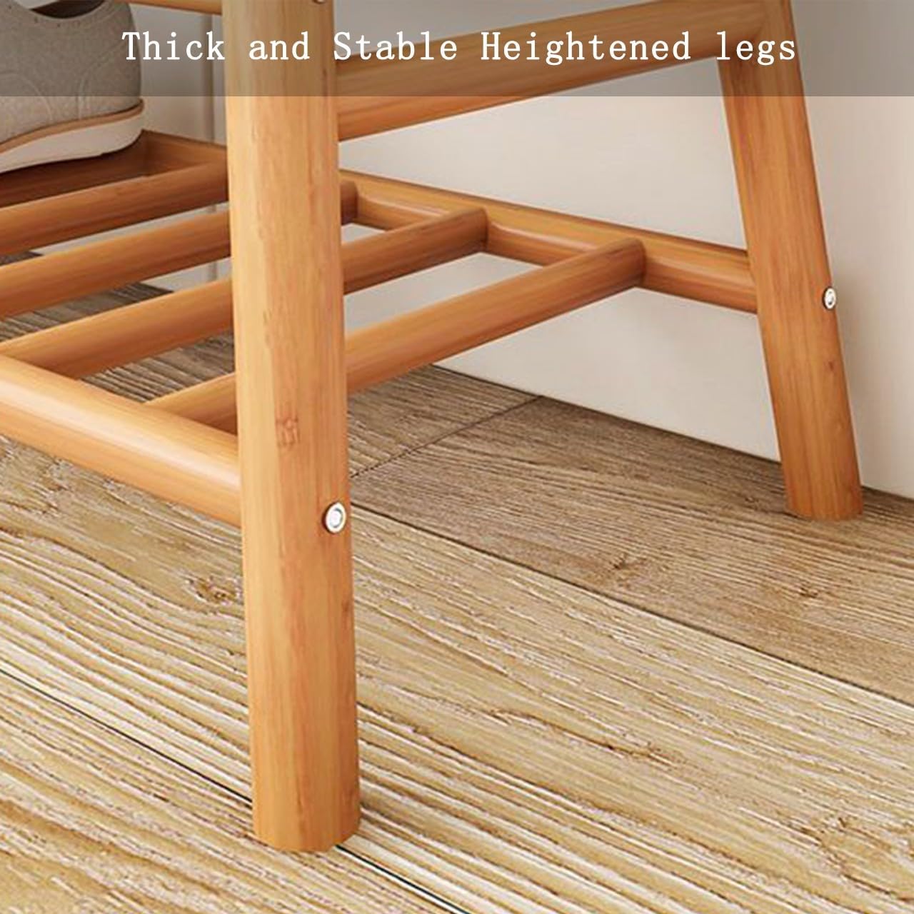 Bamboo Shoe Bench with Storage, 2-Tier Entryway nizer, Stylish Seating for Living Room & Hallway, Natural Color, 70/90x27x44CM - Modern Home Furniture