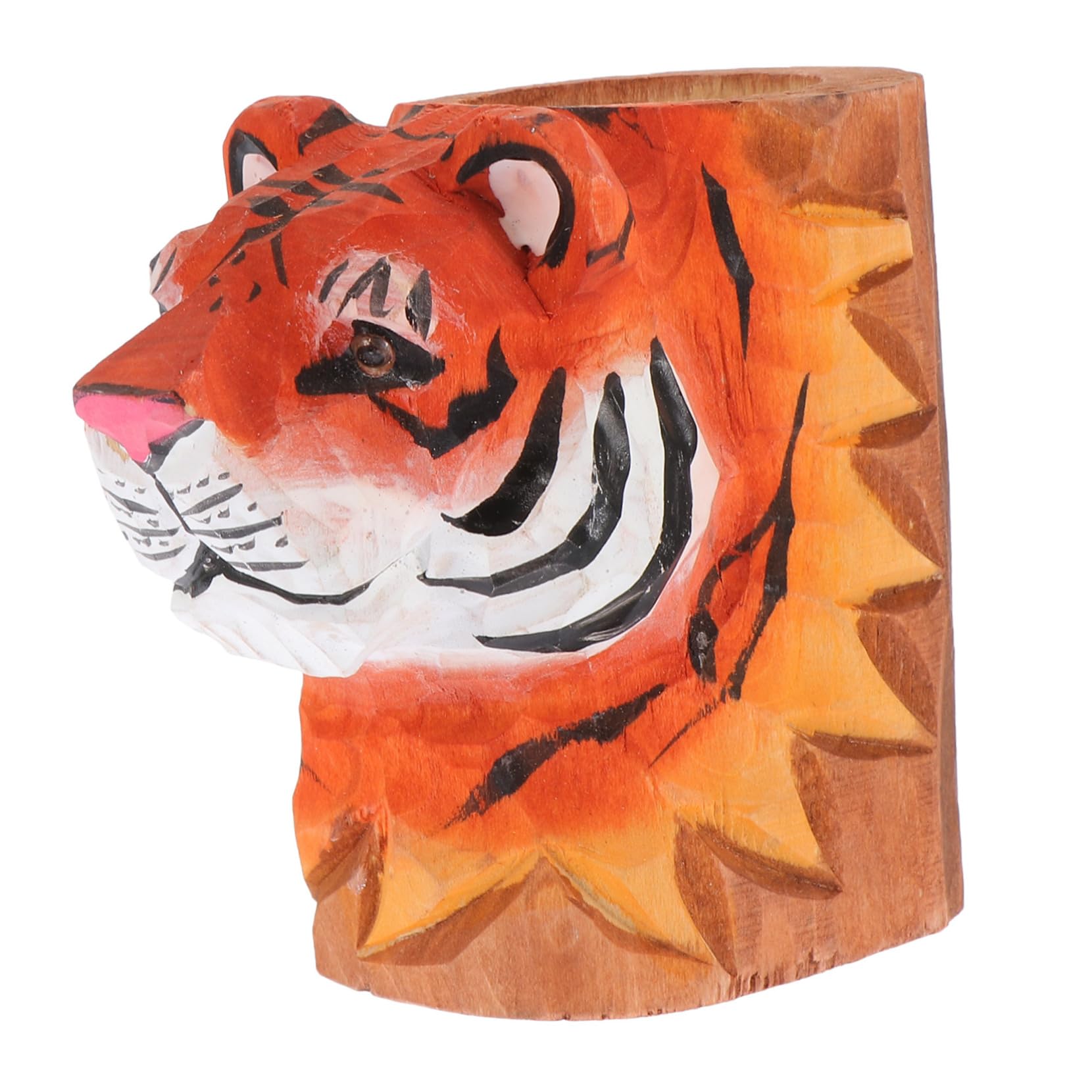 Operitacx 2stücke Tiger Design Stiftehalter Aus Holz Multifunktionaler Schreibtisch-organizer Für Stifte Bleistifte Und Zubehör Für Büro Schule Und Zuhause Kreatives Deko-element Für