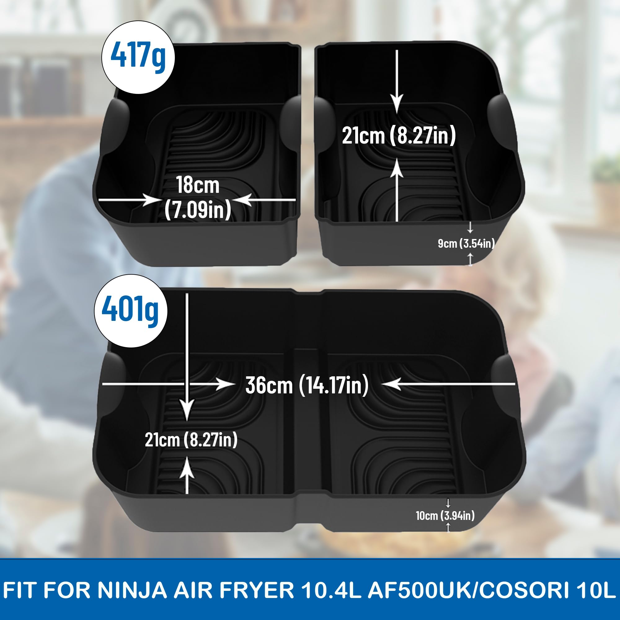 Grandi fodere per friggitrice ad aria per cassetto Ninja Flexi AF500UK AF500UKCP 10,4L, accessori in silicone per friggitrice ad aria istantanea