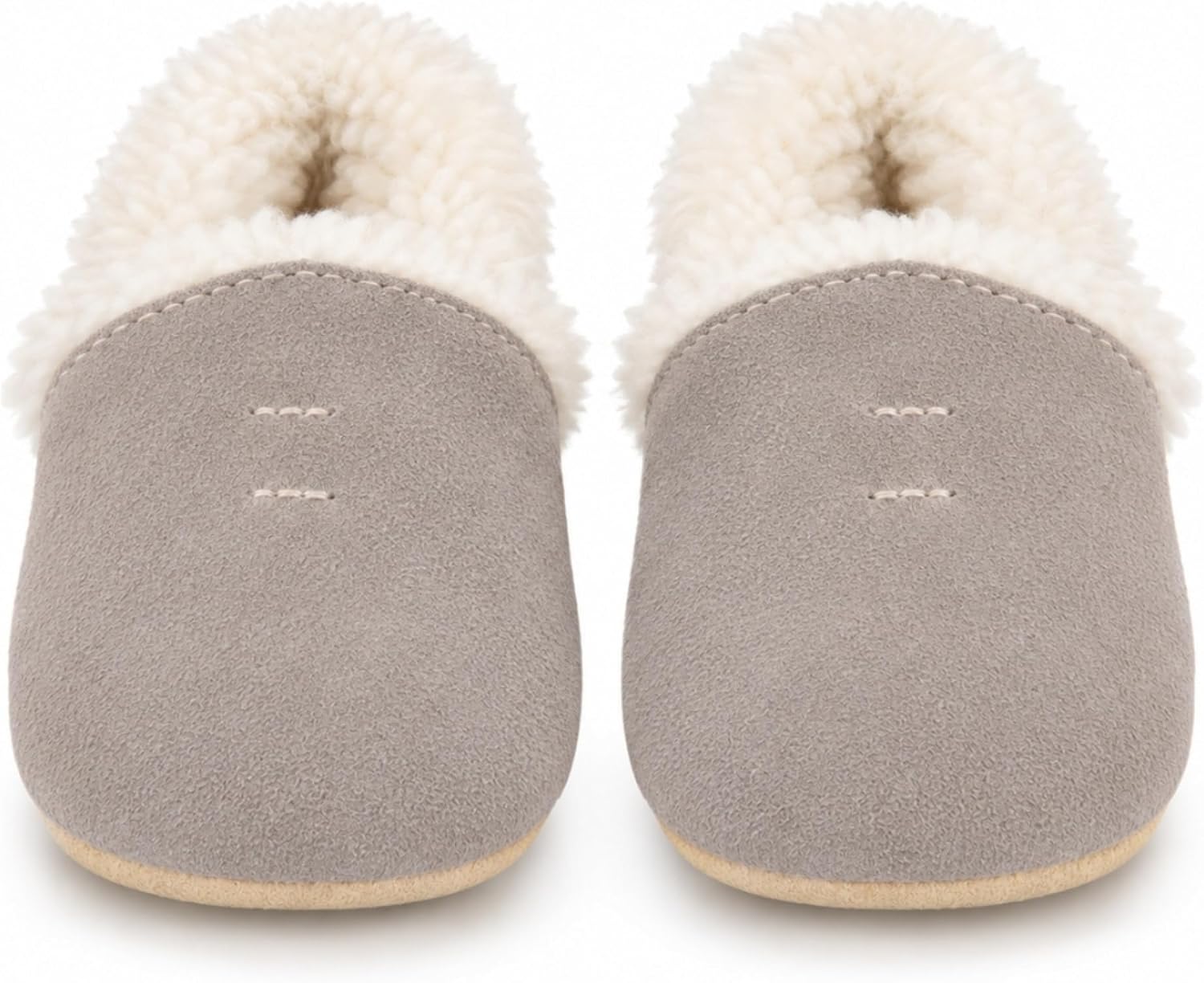 Dotty Fish Suede Baby & Kids Slippers - Barefoot, Fleece Lined, Non-Slip