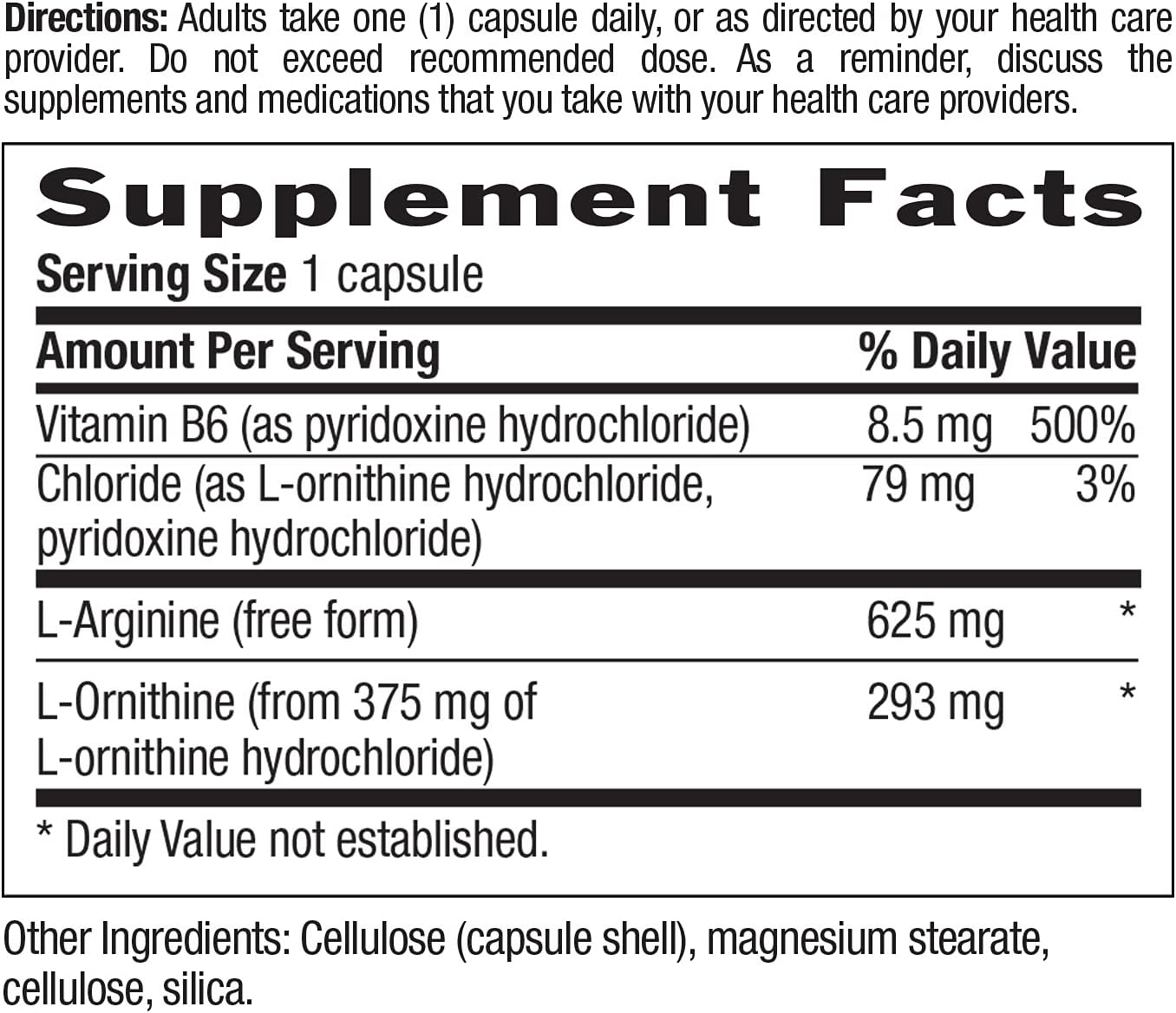 Country Life L-Arginine + L-Ornithine + Hydrochloride Caps with Vitamin B-6, 1,000mg, 180 Vegetarian Capsules, Certified Gluten Free, Certified Vegetarian : Health & Household