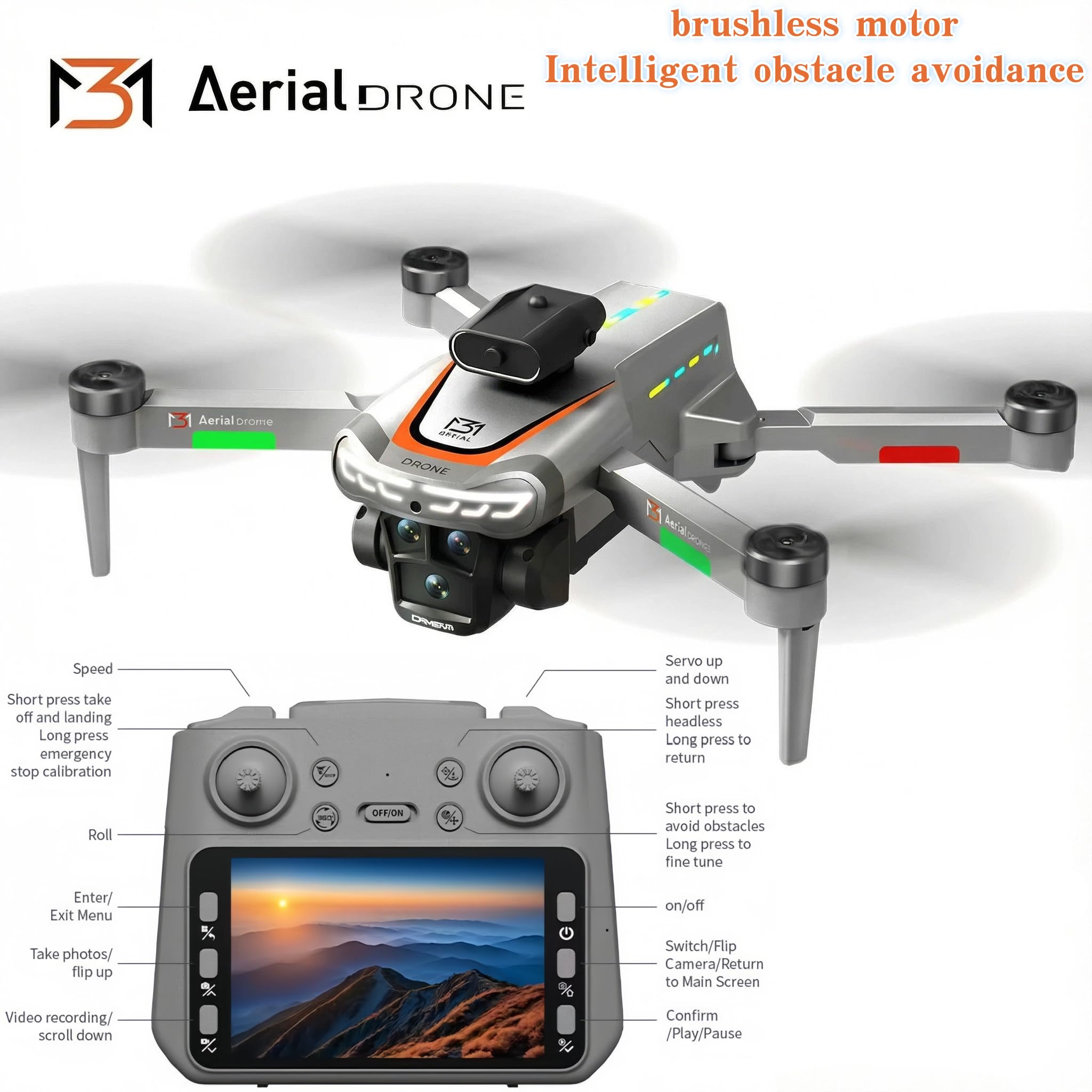 Drone con Telecamera 1080P HD-Droni Professionale per Bambini e Principianti, Droni con 4,3 Pollici Schermo LCD Professionisti, Con Video WiFi Live Quadcopter RC con 2 Batterie