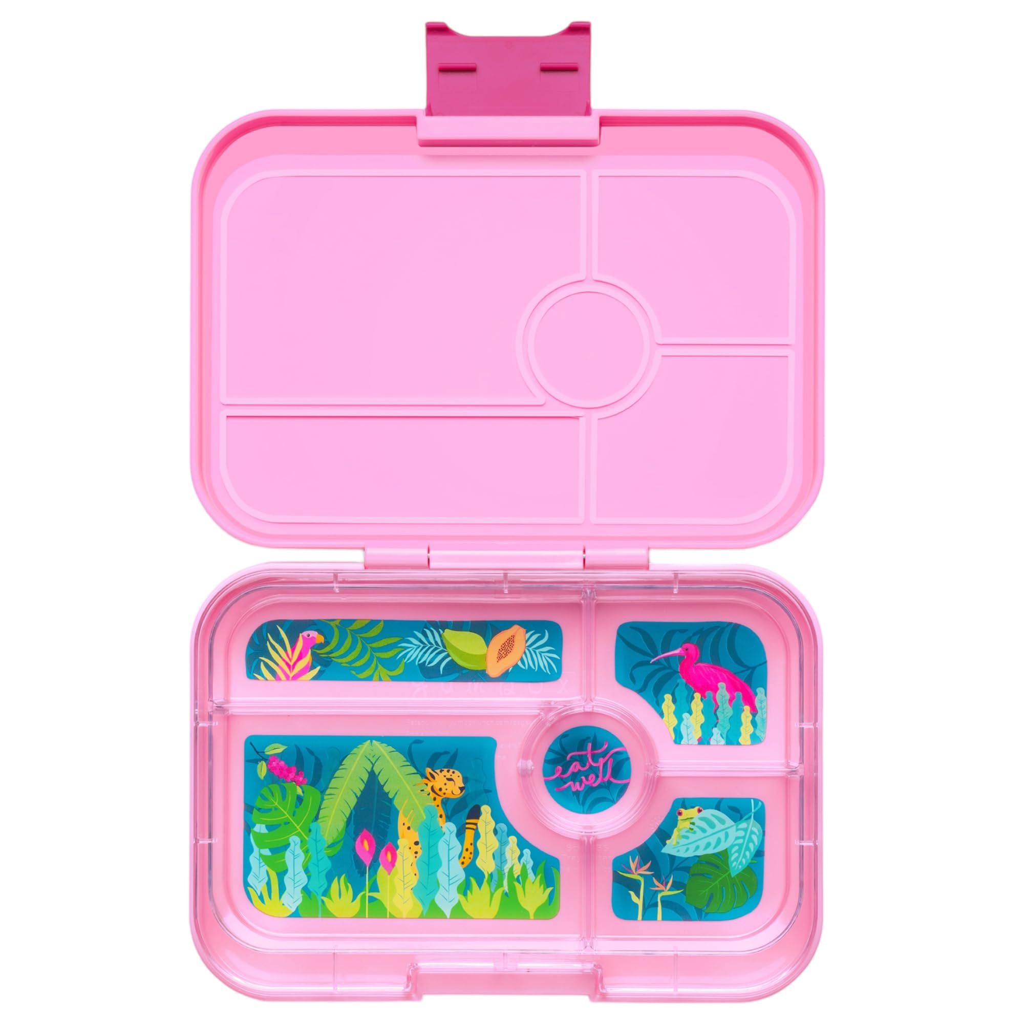 Yumbox Tapas Leakproof Bento Lunch Box: 4.2 Cups Larger 5-Compartment Design in Capri Pink with Jungle Tray for Adults and Bigger Kids