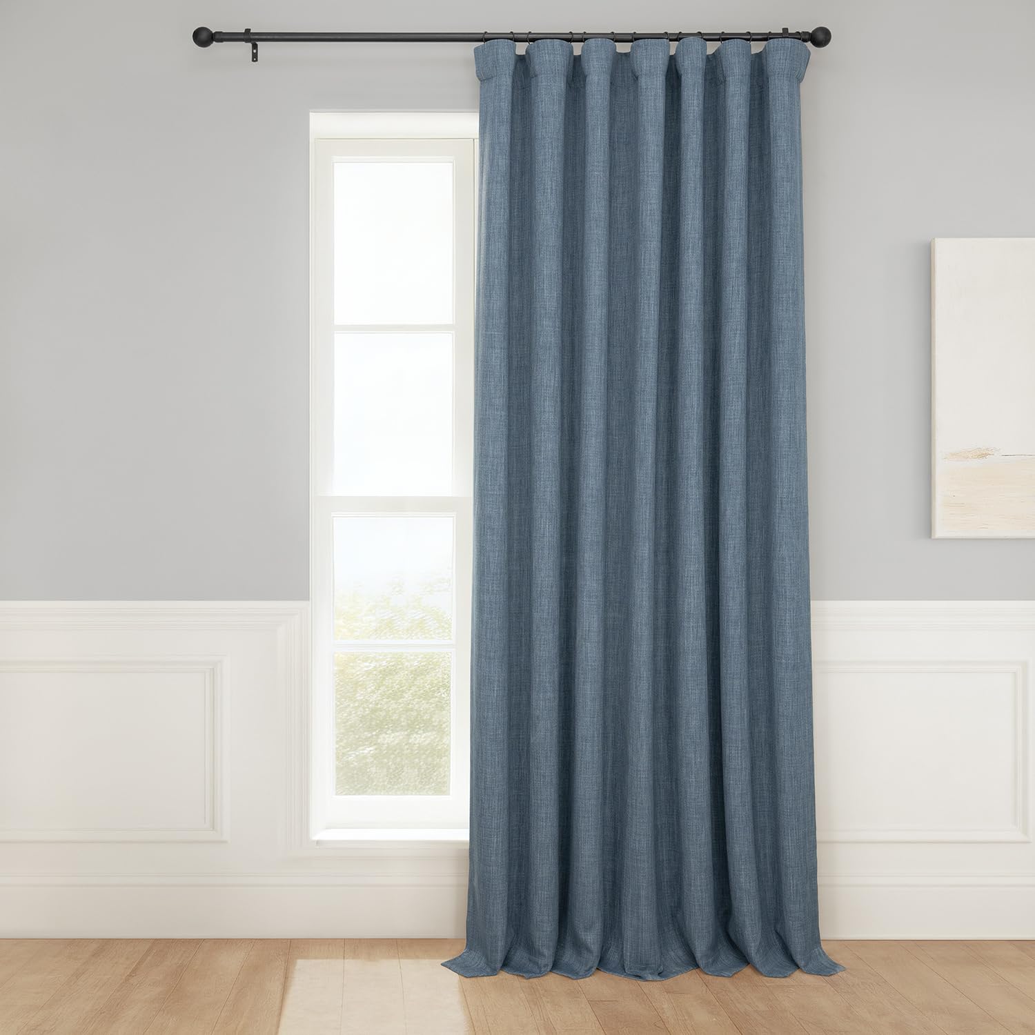 HPD Half Price Drapes Extra Wide Linen Room Darkening Curtain (1 Panel) 100 X 96, BOCH-LN21330-96-DW, Reverie Blue