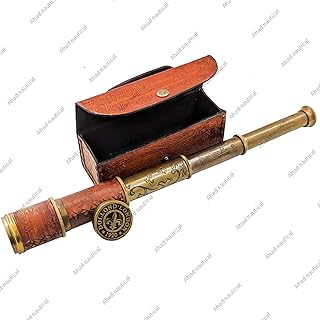 Brass Handheld Marine Telescope with Leather Case, 15'' inch Pocket Telescope, Spyglass Pirate Telescope, Vintage Dollond London Scope