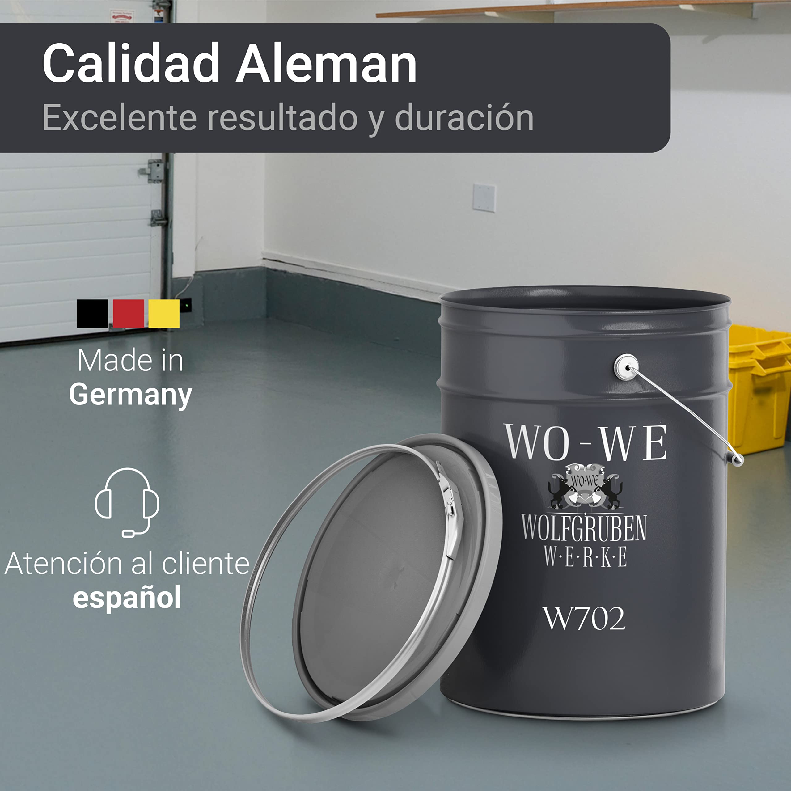 WO-WE Pintura 2K Suelos de Hormigón Garajes Revestimiento Resina Epoxi W702 Gris cuarzo - 5Kg