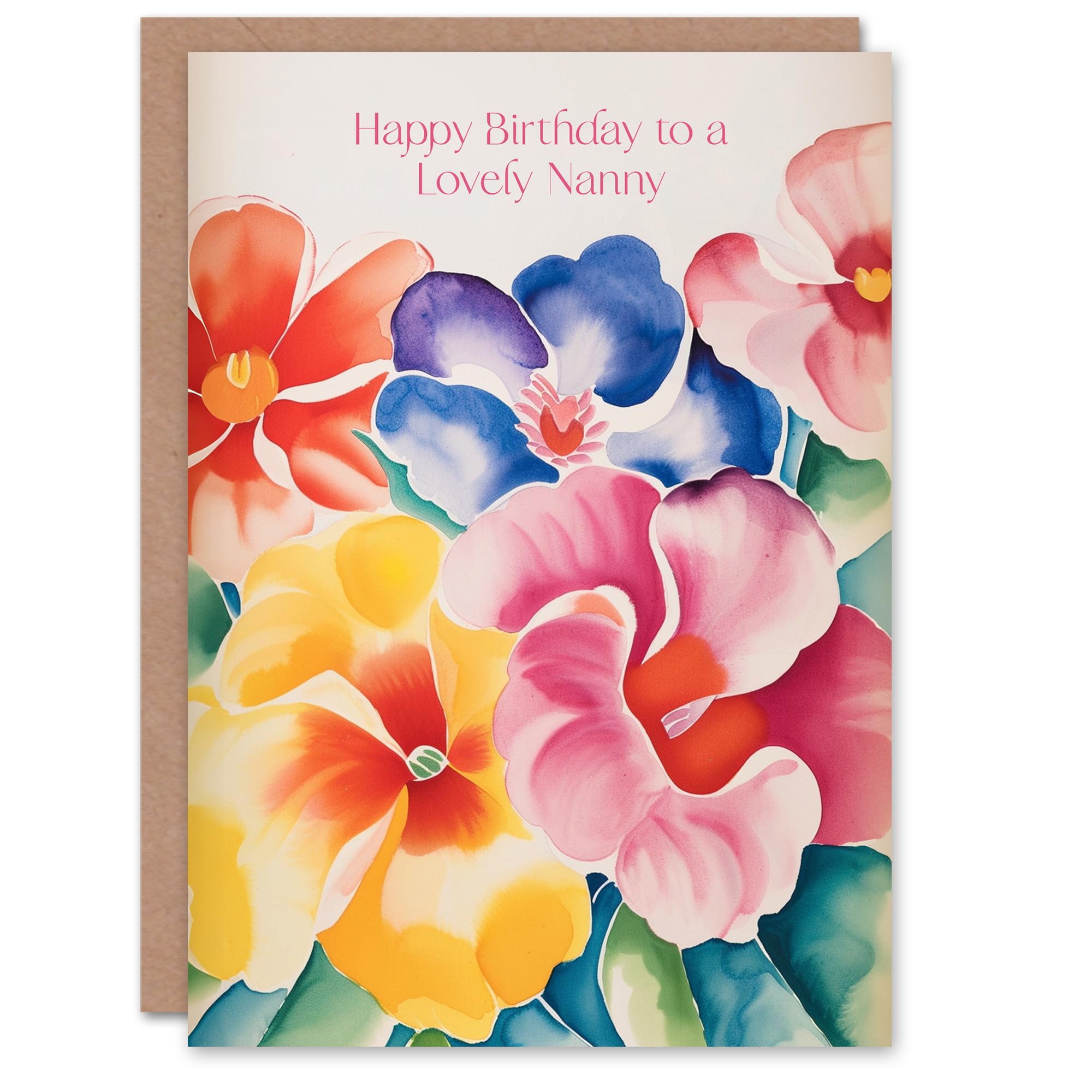 Artery8 - Birthday Card - Watercolour Flowers - For Nanny - Floral Design
