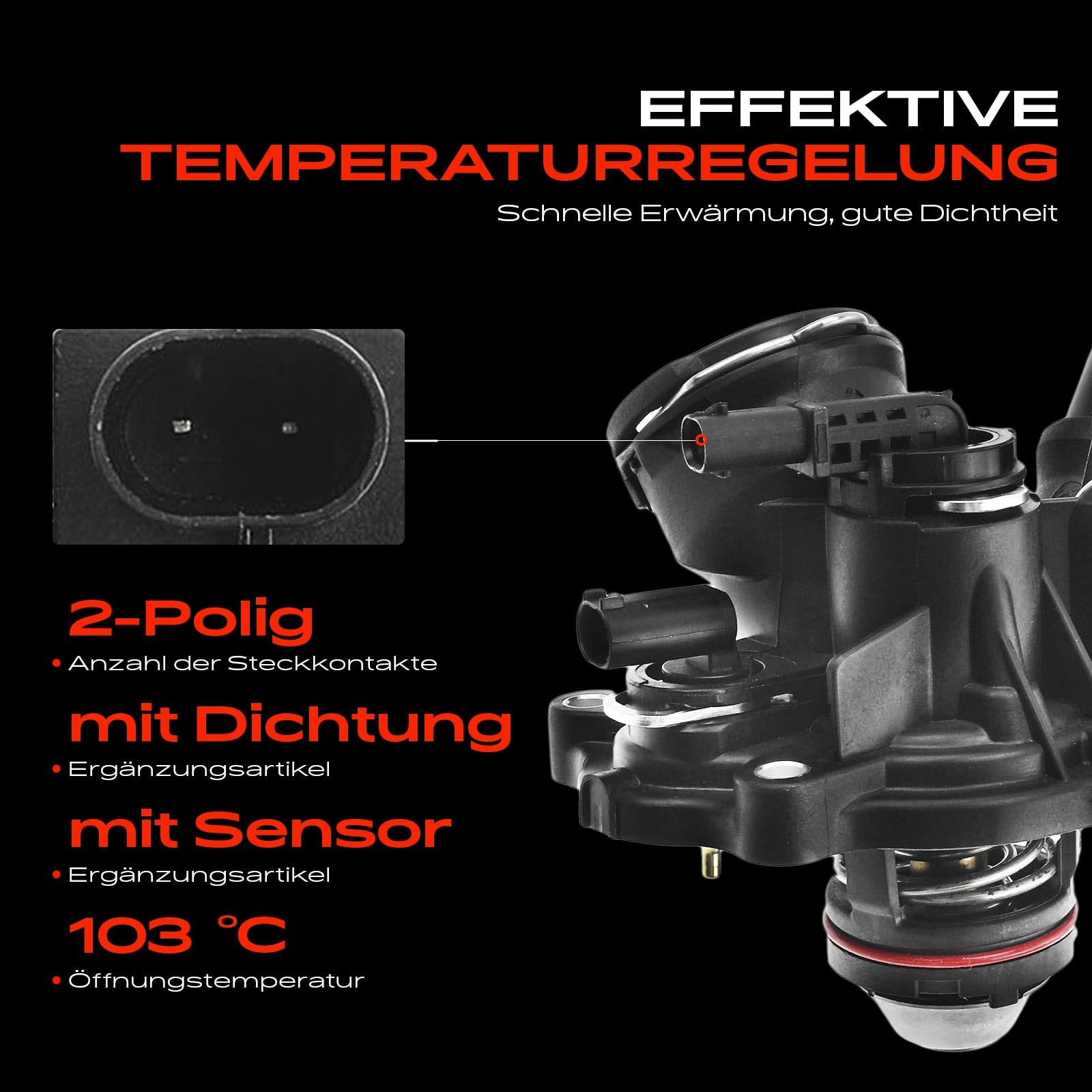 Frankberg Termostato del liquido di raffreddamento 2712000315 | Compatibile con: SLK R172, Classe E W212, Classe C Coupé C204, Classe E Modello T S212, Classe E Cabriolet A207