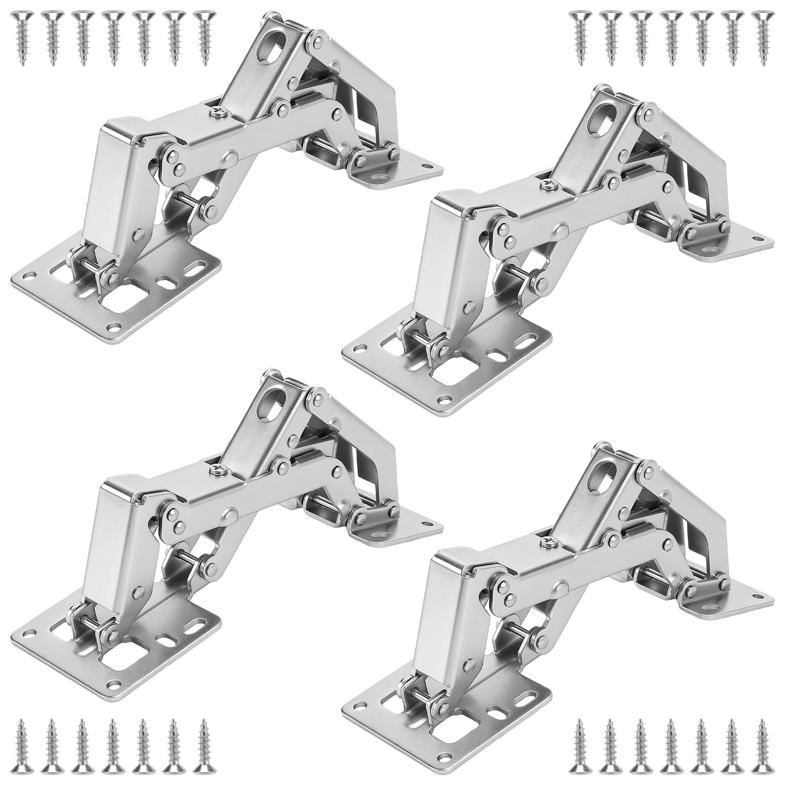 CHEUNGR 4 Pack 170 Degree Soft Close Cabinet Hinges, Cupboard Concealed Hinges Hydraulically Adjustable Kitchen Door Hinge for Wardrobe Cabinet