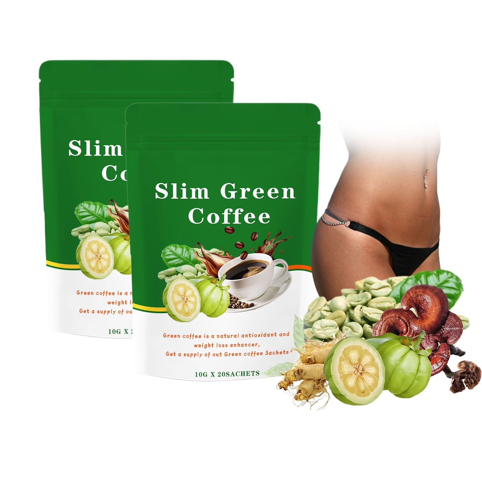 Café Adelgazante Instantáneo Natural A Base De Hierbas: Bebida De Café For Quemar Grasa Y Controlar El Peso.(2PC)