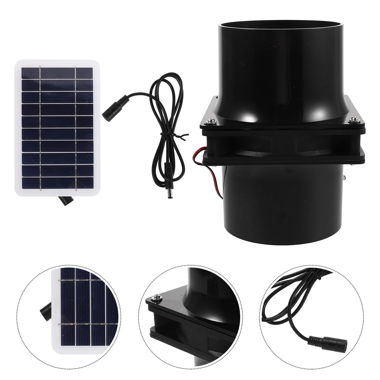 Ventilatore Estrattore Solare 10w per Canile, Ferro Nero | Ventilazione Automatica, Raffreddamento Esterno, Montaggio Semplice, Circolazione Aria, Uso in Ricoveri Animali