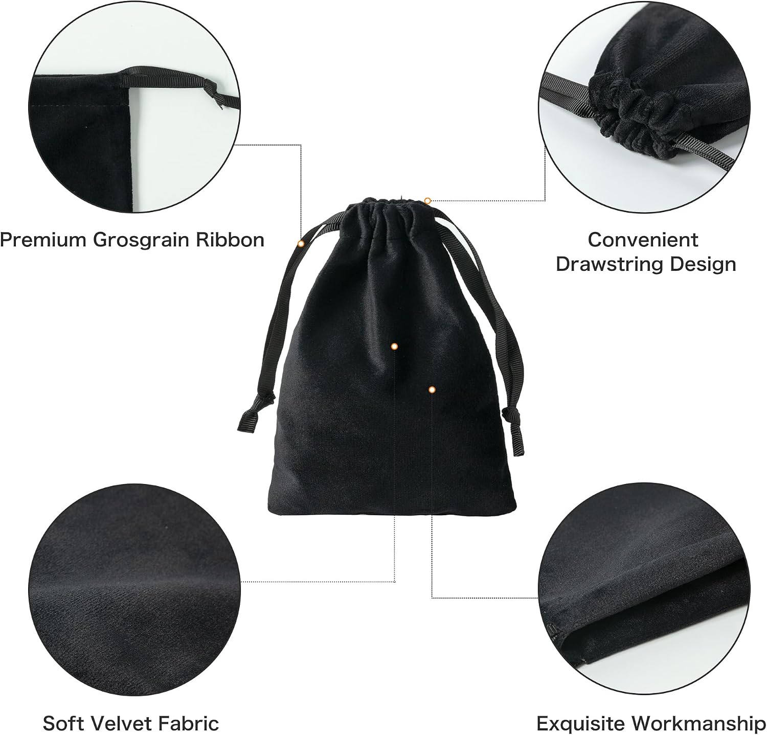QIANF 12pcs Black Velvet Drawstring Bags 4x6 inches Small Velvet Cloth Gift Bags Jewelry Pouches for Storage Wedding Party Favor Christmas image 4