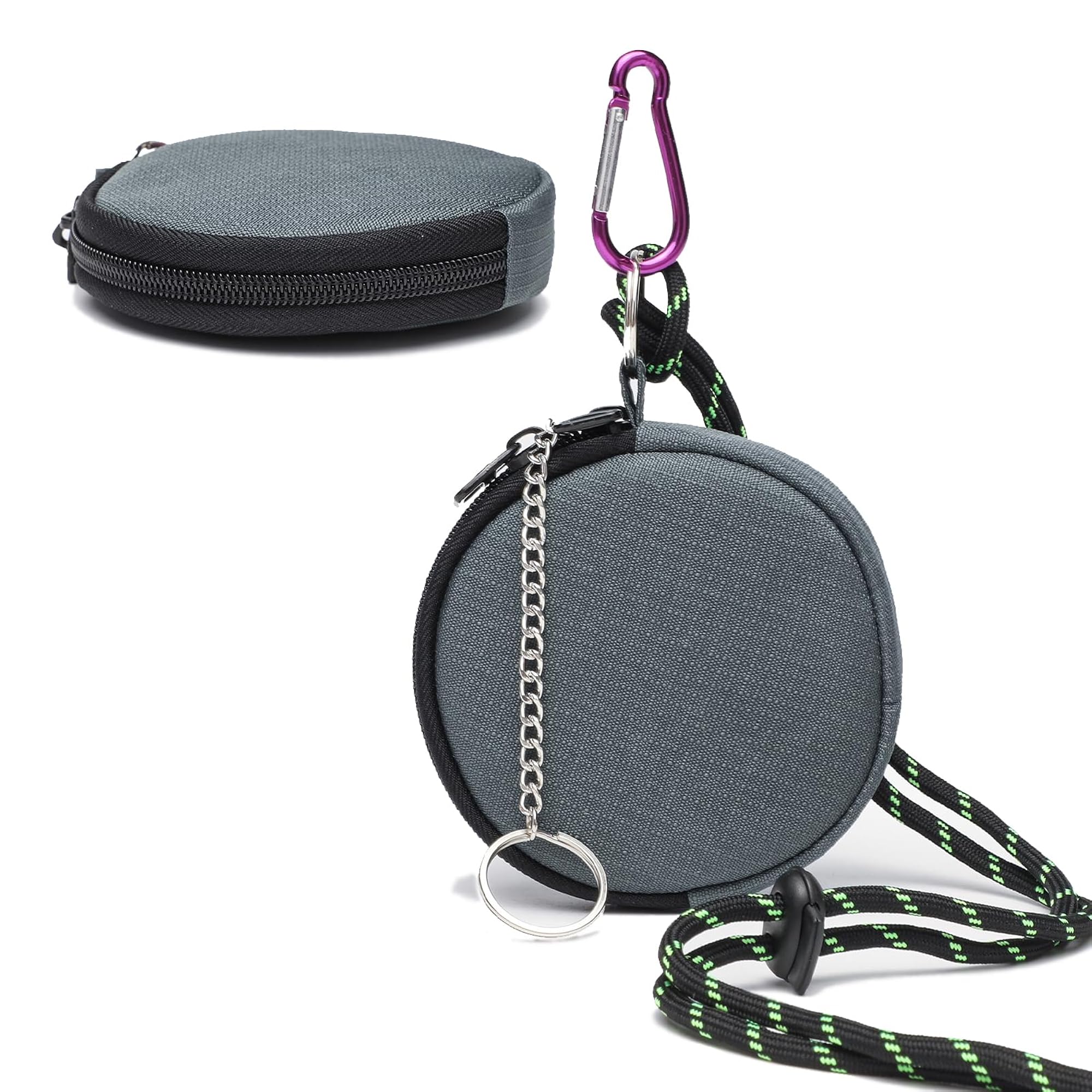 Dual Waterproof Zip Coin Purse with Keychain