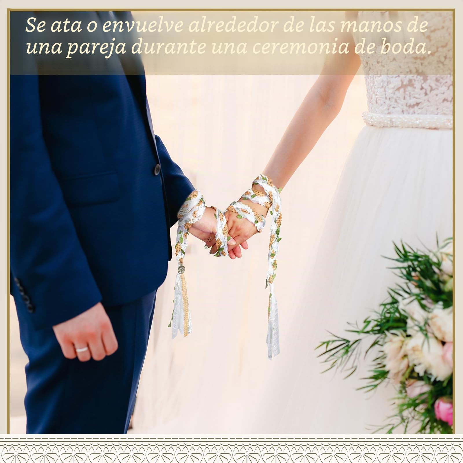 Handfasting - Cuerda de lazo de boda con colgantes, cordón para boda, patrón celta tradicional, lazo rústico de boda para ceremonia, Lazo para Boda Bridal GIF (verde, fresco)