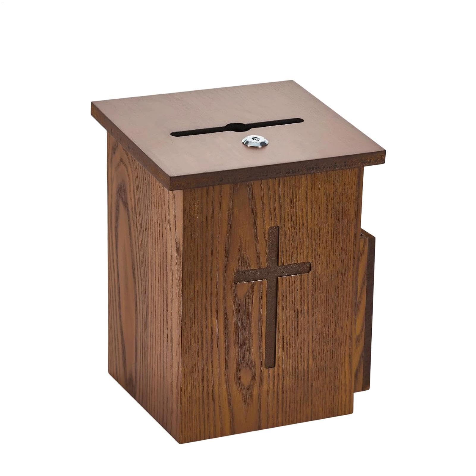 Caja de ofrenda de iglesia, montada en la pared con , caja de colección de oración de pie, para santuario parroquial, funeral, evento de diezmo, servicio religioso, recaudación de fondos