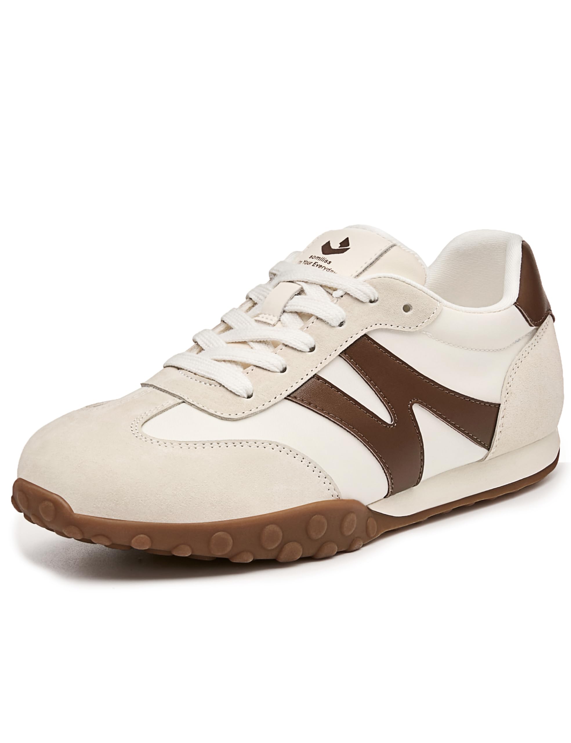 somiliss Women's Fashion Sneakers Comfortable Breathable Walking Shoes Casual Lightweight Hiking Shoes Retro Tennis Shoes Workout 8 Beige/Brown