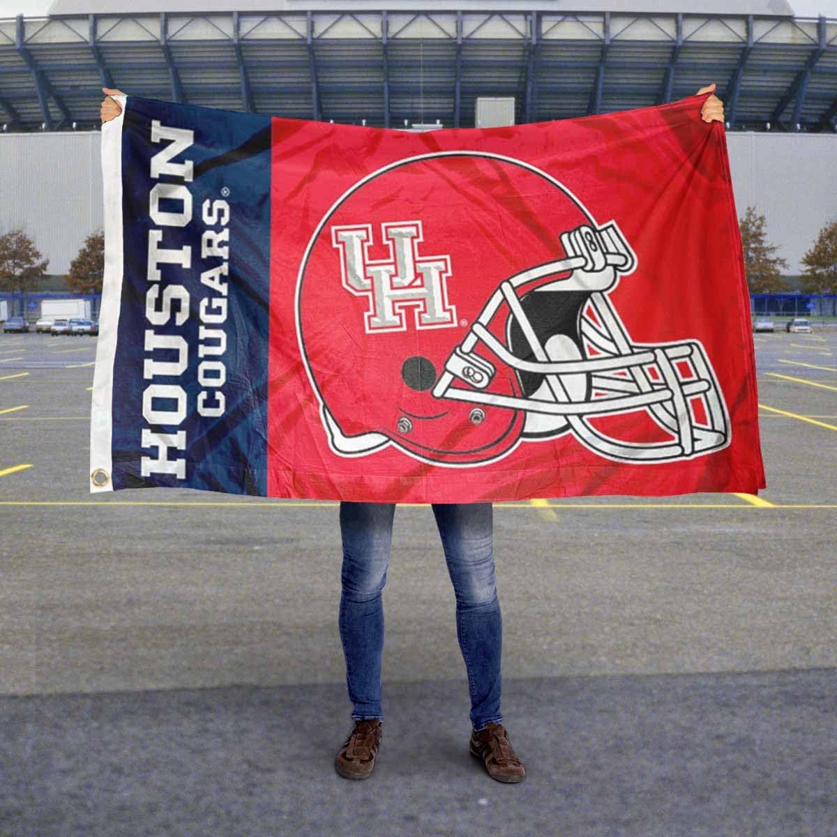 UH Cougars Large Football Helmet 3x5 College Flag - Image 5