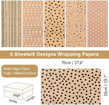 Gift Wrapping Paper - Birthday Wrapping Paper Set Included 6 Pack Eco Friendly Recyclable Premium Gift Wrap Perfect For Wedding Party Mens Girls Boys,Any Occasion