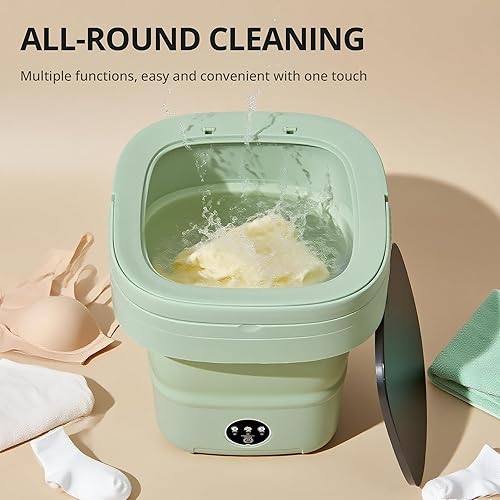 Miniatura 9 de Lavadora portátil, mini lavadora, 16 litros mejorada con cesta giratoria, diseño plegable ideal para apartamento, hogar y hotel, lavadora portátil 3