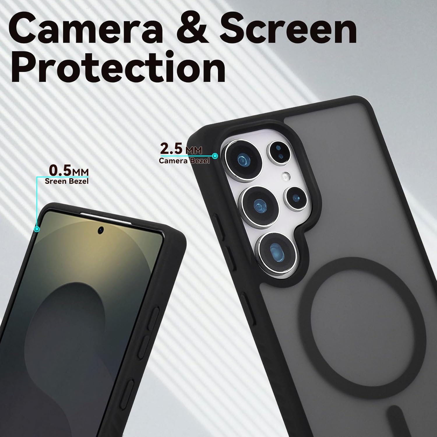 for Samsung Galaxy S25 Ultra Magnetic Case,Anti-Slip Frame Translucent Matte PC Back Protective Phone Cover,Compatible with MagSafe Accessories,Dark Black - Image 4