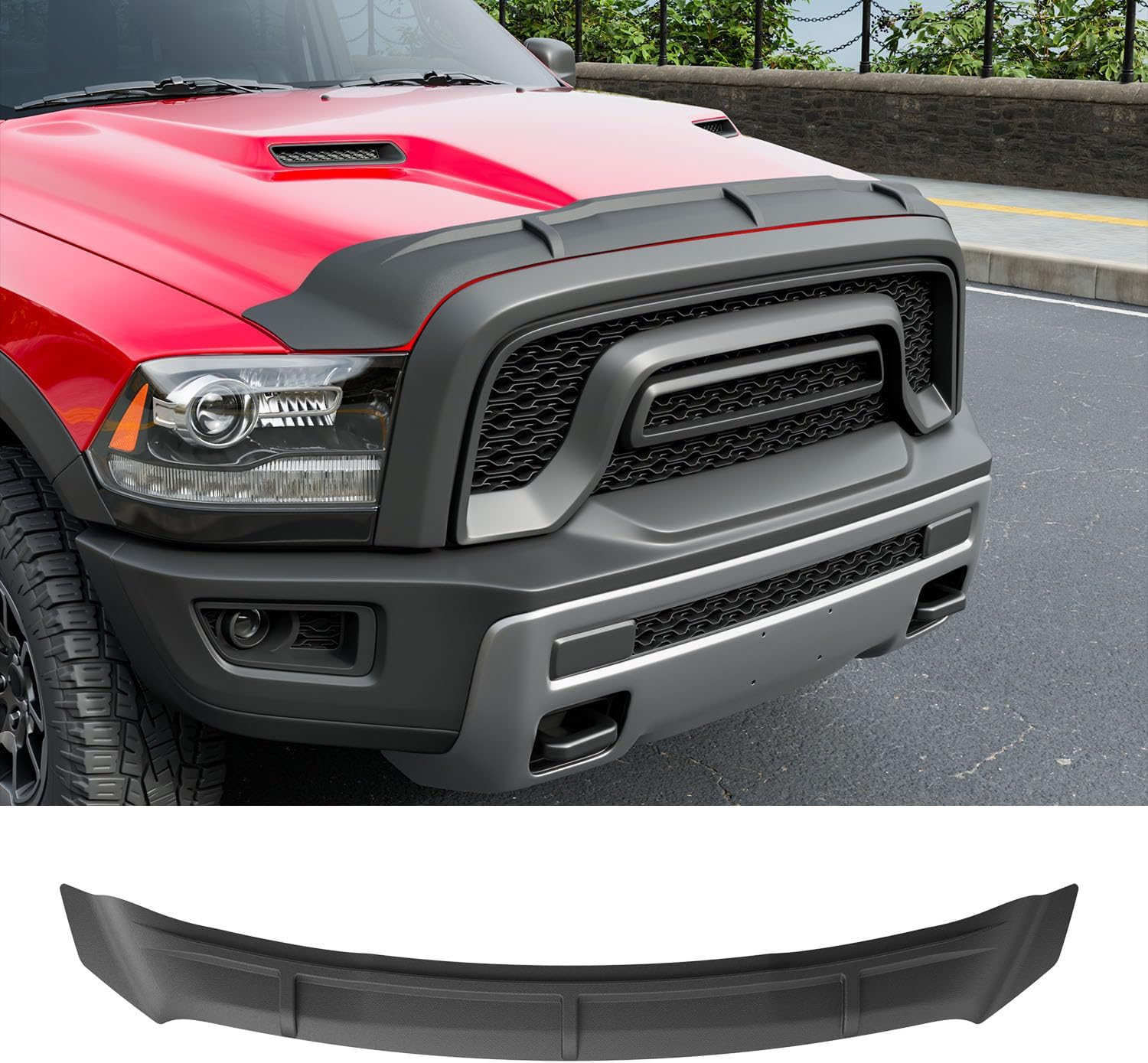 powoq Hood Protector Compatible with 2009-2018 Dodge RAM 1500 Deflector Upgraded TPE Shield Hood Deflector Replacement for 2009-2018 Dodge RAM 1500 Accessories