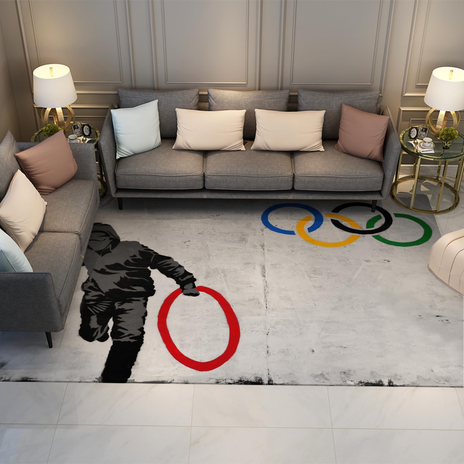 Tapis de Présentation Banksy Cercle Imprimé | Finition Haute Qualité 60x120cm
