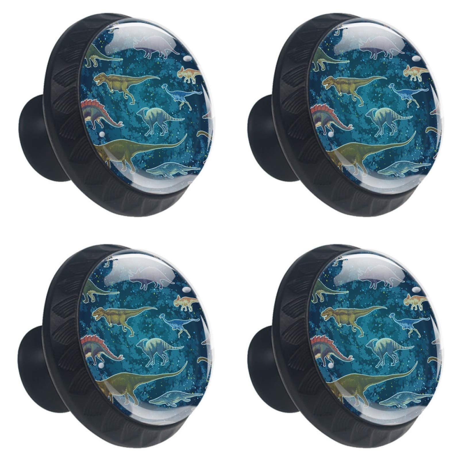 Boutons de placard en verre dinosaure 30mm galaxie pour meubles de cuisine lot de 4