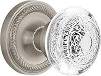Vista 7 de Nostalgic Warehouse 750344 - Roseta de cuerda de paso con huevo de cristal y perilla de dardo, 2.375 pulgadas, latón antiguo