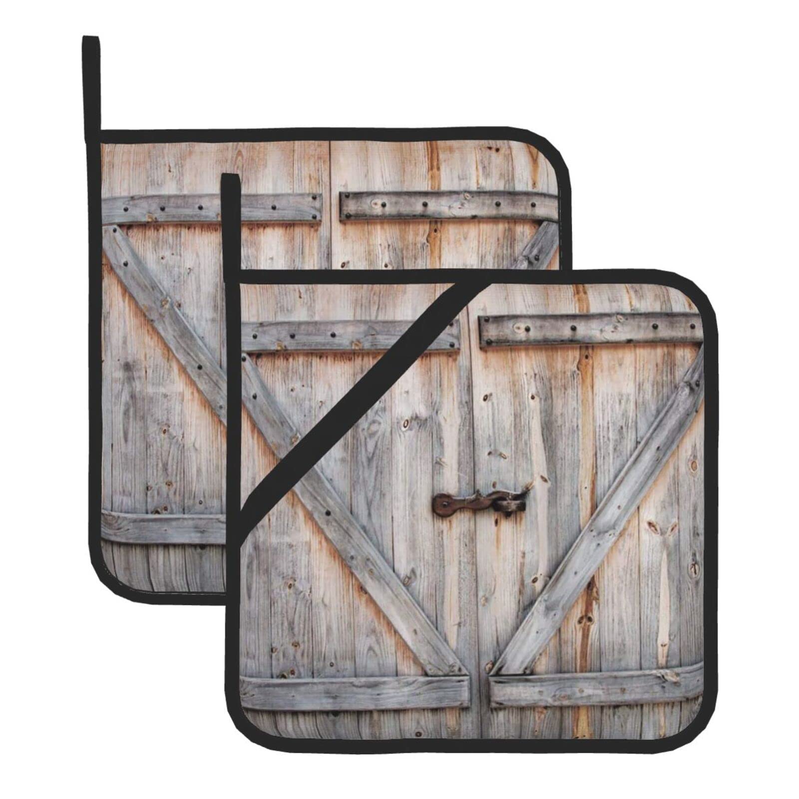 Lot De 2 Maniques Isothermes Carrées Motif Chevaux - 20,3 X 20,3 Cm - Anti-brûlure, Avec Poche Et Corde De Suspension