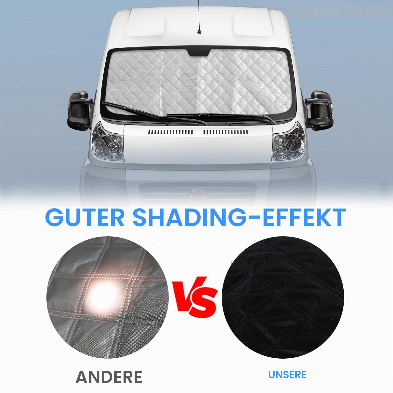 Sonnenschutz Ersatz für FIAT Ducato/Peugeot Boxer/Citroen Relay 2006-2026 | 11-teiliges Set Technology Thermomatte, Faltbar Innen Frontscheibenabdeckung Sonnenblende, Reflektiert Hitze, UV Schutz