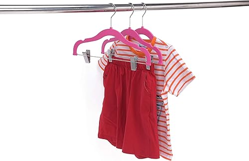 Miniatura 9 de Perchas de plástico de calidad para niños, no aterciopeladas, delgadas, compactas, con clips de metal, para faldas, pantalones, blusas, gancho