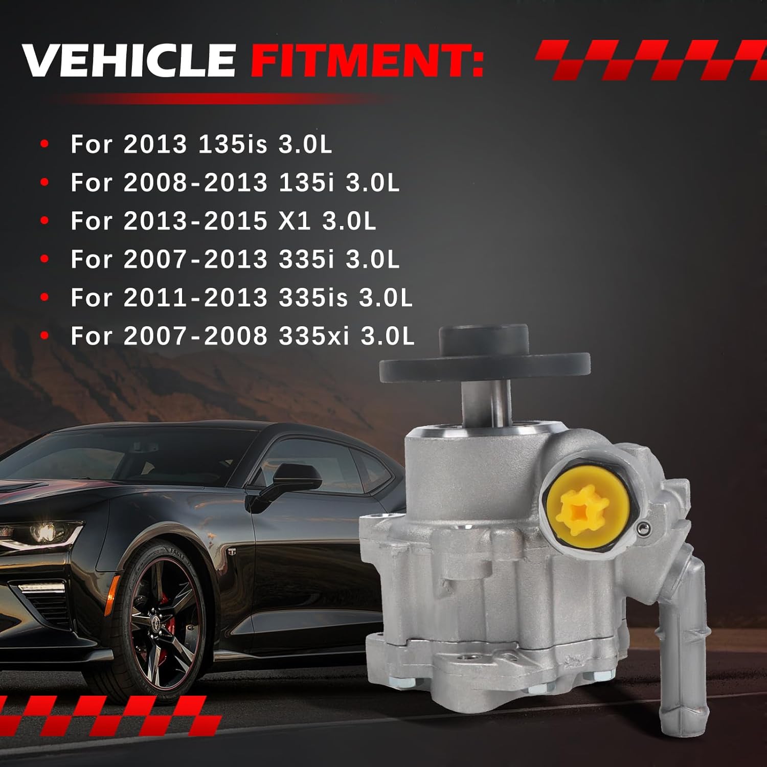 21-110 Power Steering Pump Fit for 135is 135i X1 335i 335is 335xi, 2007-2013, 3.0L, Power Assist Pump Replace for 21110, 9900878, AA121-110