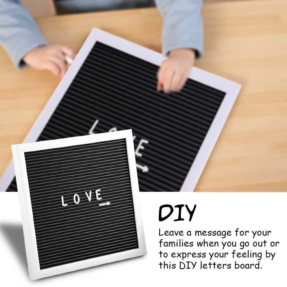 25cm*25cm Message Board, Plastic Letter Board Sign Changeable Letters Numbers Announcement Board for Home Room Decor (White Frame)