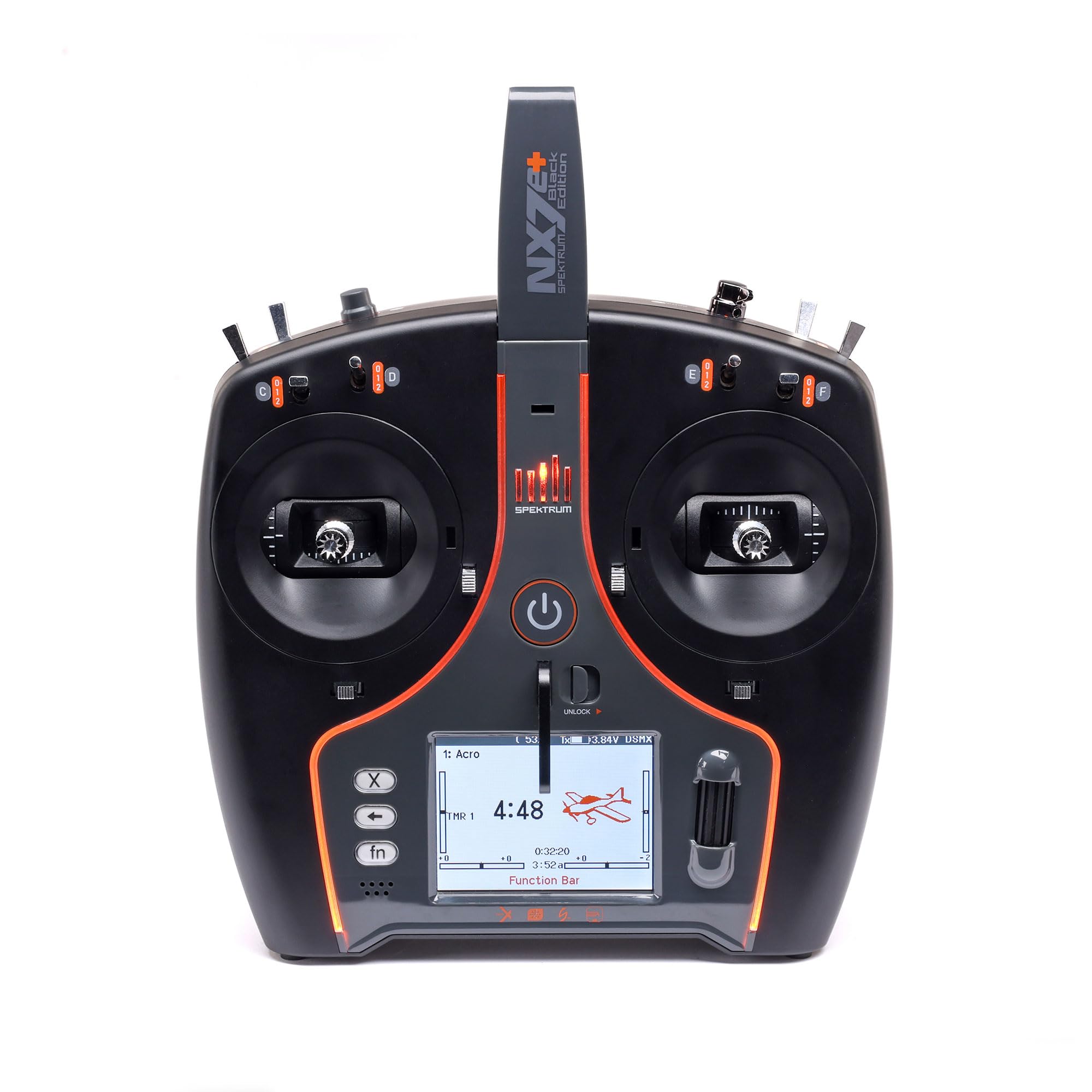 Spektrum NX7e+ 14-Kanal 2,4GHz DSMX-Fernsteuerung (Black Edition) Li-Ion-Akku, USB-C, 2,8″ Farbdisplay, 250-Modellspeicher
