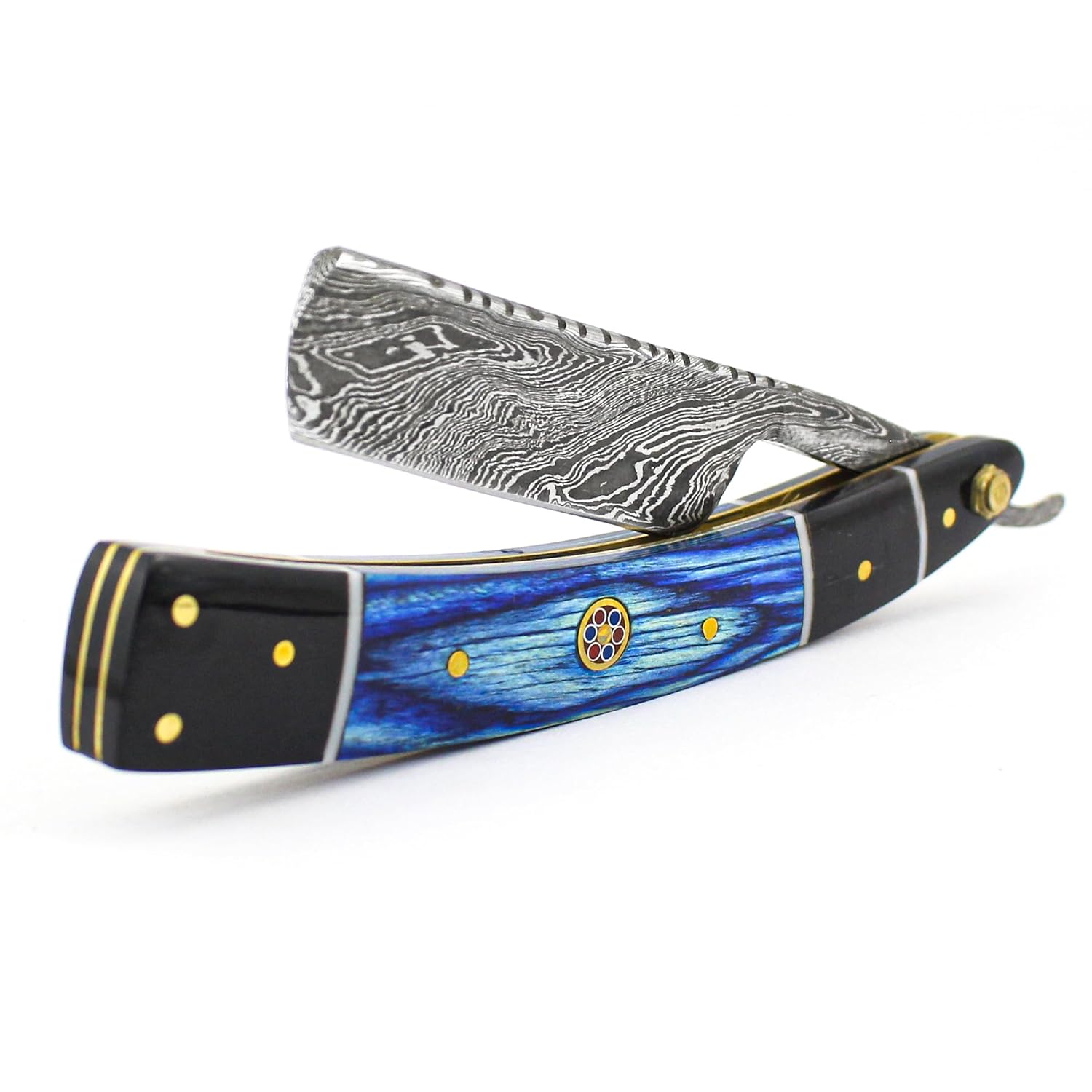 Damascus Straight Razor - Custom Shaving Blade for men - Damascus Steel Barber Approved - Straight Edge Razor For Men - Mens Shaving Razor Kit -Travel Case - Best Gift Set For Him