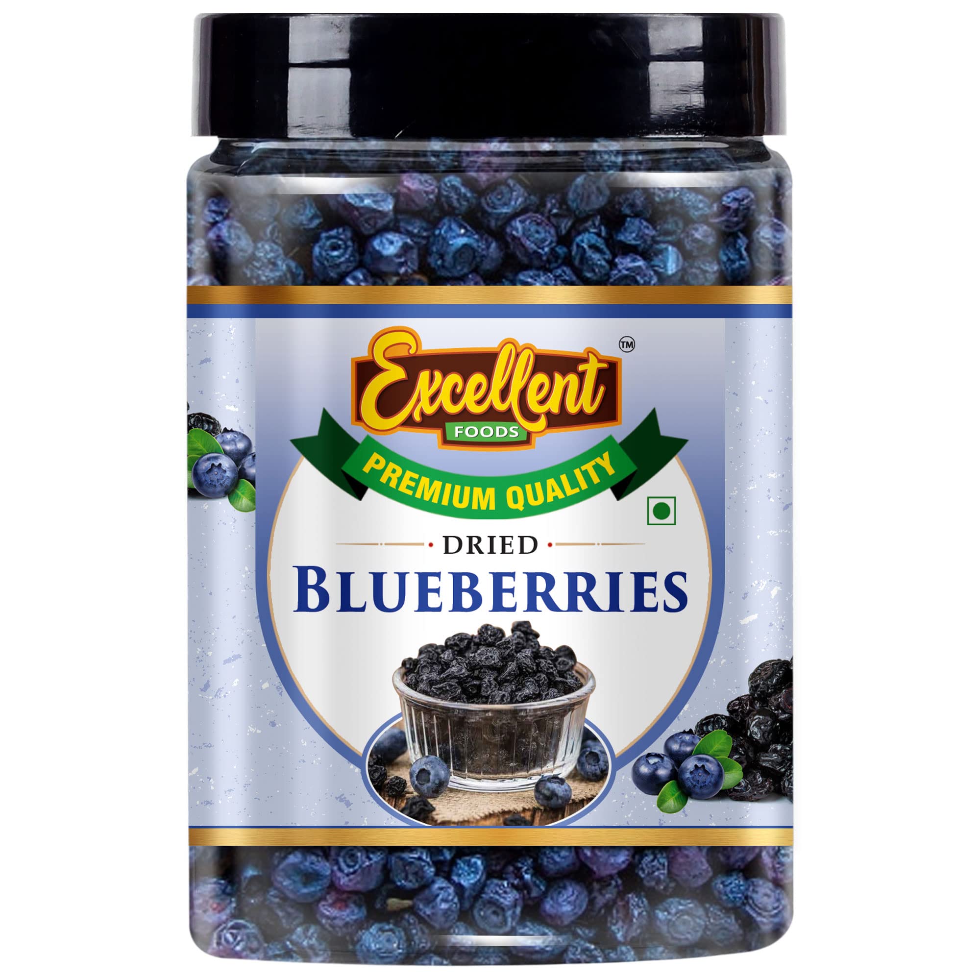 EXCELLENT FOODS - Whole Dried Blueberries | Sugarfree & Delicious,100 grams