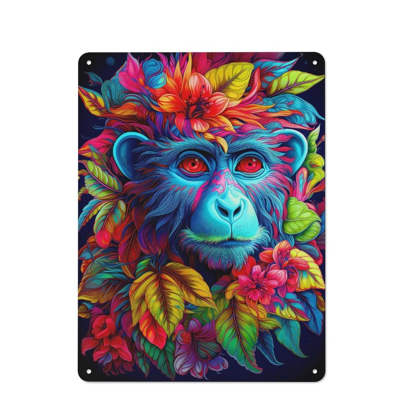 Junmoney Monkey Rustic Metal Wall Sign 40X30cm Featuring For Garage Wall, Tin Sign Wall Decor For Garages And Workshops