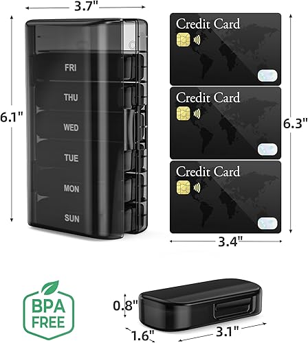 Miniatura 7 de PULIV Pastillero semanal con gran capacidad, pastillero de doble protección para 7 días, resistente a la artritis, fácil de abrir, organizador de