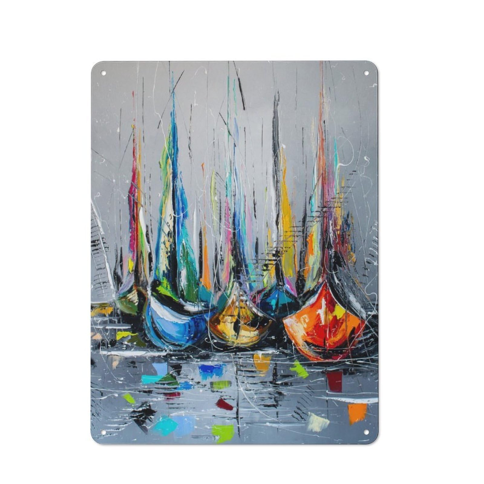 Junmoney Waiting For Sailing Rustic Tin Sign 40X30cm Featuring For Garage Wall, For Vintage Wall Decor Fans, For Home Office And Studio Walls