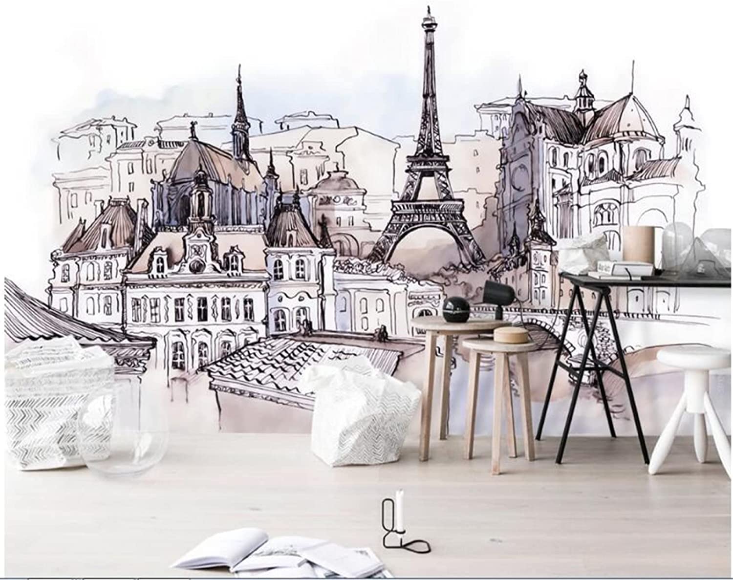 Tapete 3D Wandbild Selbstklebend Wandbilder Wohnzimmer Schlafzimmer Wanddekoration Individuell Französische Stadt 3D Tapetenkleister Wohnzimmer Die Wand Für Schlafzimmer Wandfoto 250x175 cm