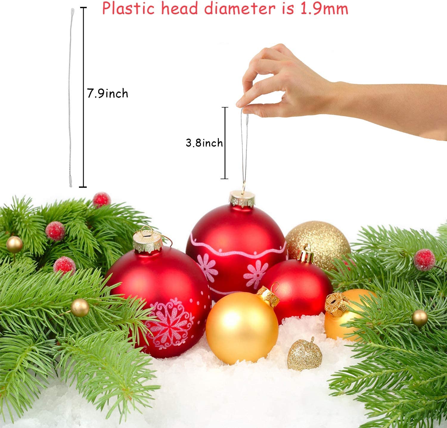 Shappy 1000 Stück Weihnachts-Ornament-Haken – Vorgeschnitten, Mit Schnappverschluss, Je 20 Cm, Grün