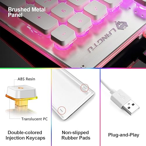 Miniatura 3 de LANGTU L1 Teclado para juegos Rainbow LED Retroiluminado USB PC y portátil Gamers Windows 104 Teclas Anti-Ghosting 24 Teclas