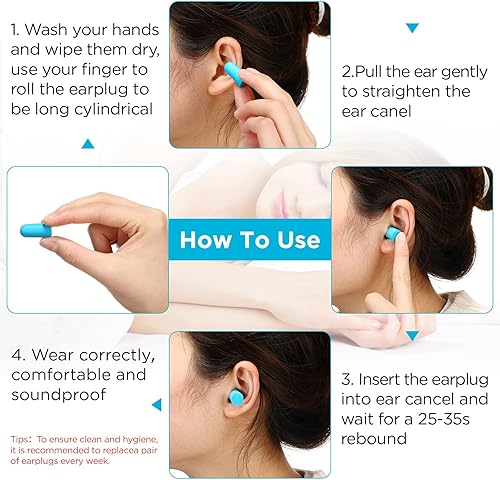 Miniatura 5 de 100 pares de tapones de espuma para los oídos para dormir cancelación de ruido bloqueo de sonido 32 dB tapones desechables para los oídos suaves a