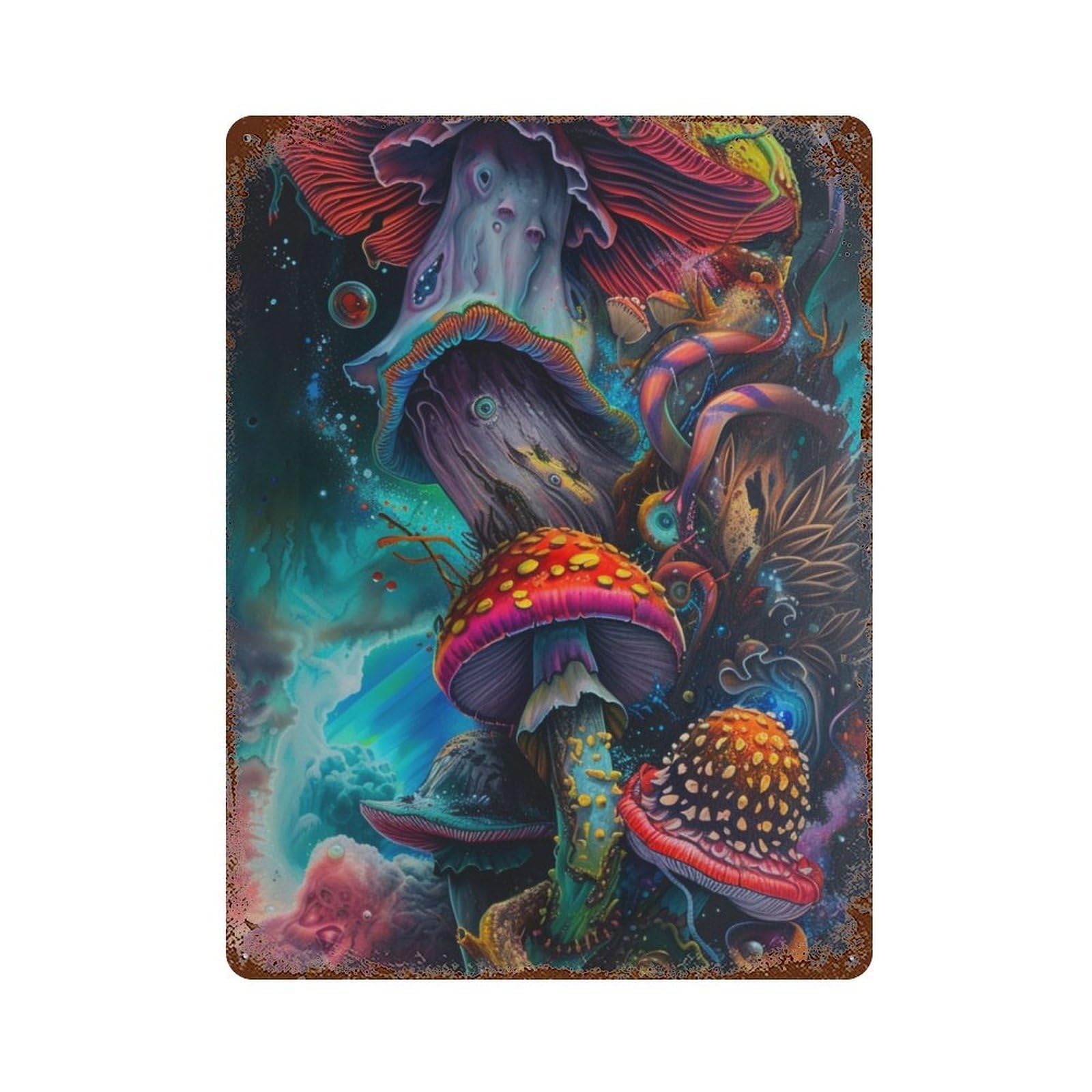Mushroom Fantasy Vintage Metal Tin Sign 15.7"x11.8", Ideal for Basement, Hobby Room And Garage Decor