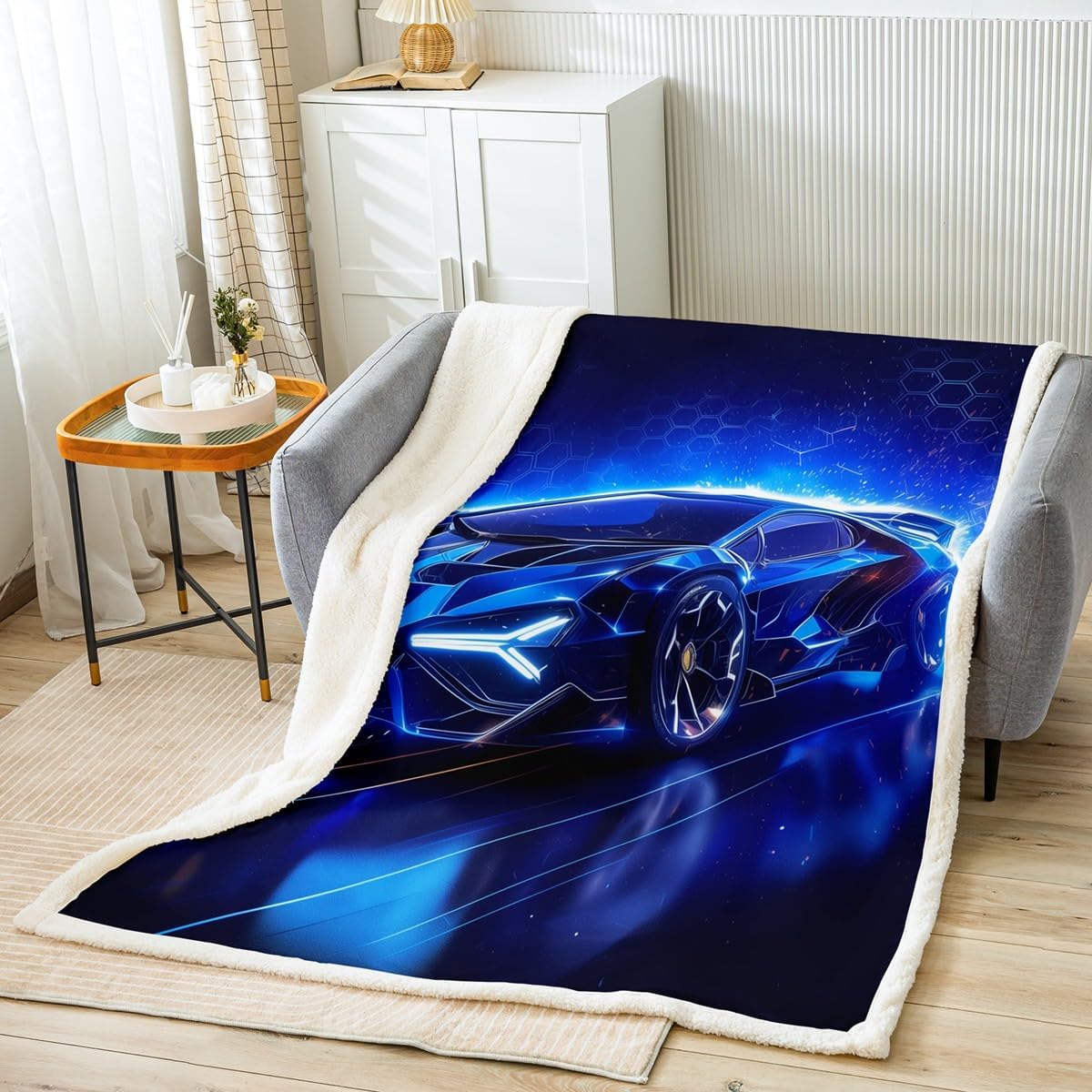 Feelyou Kids Boys Race Car Fleece Throw Blanket Red Sports Car Sherpa Blanket for Kids Teens Boys Girls Extreme Sports Theme Plush Blanket Speed Luxury Car Fuzzy Blanket for Sofa Bed Couch 60"x80"