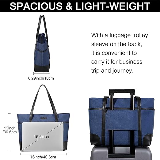 Laptoptas voor dames, ChaseChic waterdichte grote shopper klassieke leraressentas schoudertas voor school, 15,6 werktas met bagageriem antraciet
