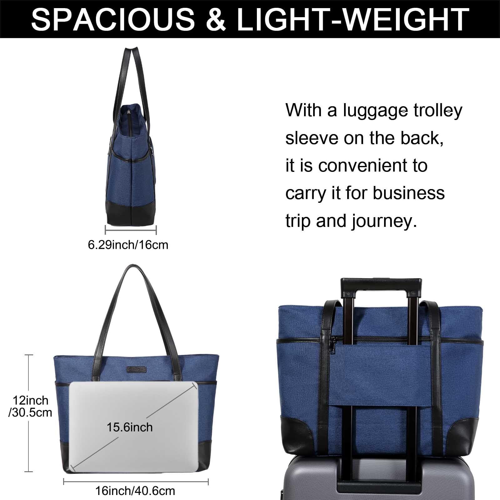 Chase Chic Borsa Per Computer Portatile Impermeabile Grande Borsa Tote A Tracolla Classica Per Insegnanti, Borsa Da Lavoro Per Computer Da 15,6" Con Cinghia Per Bagagli